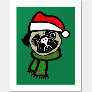 christmas pug Santa Posters and Art